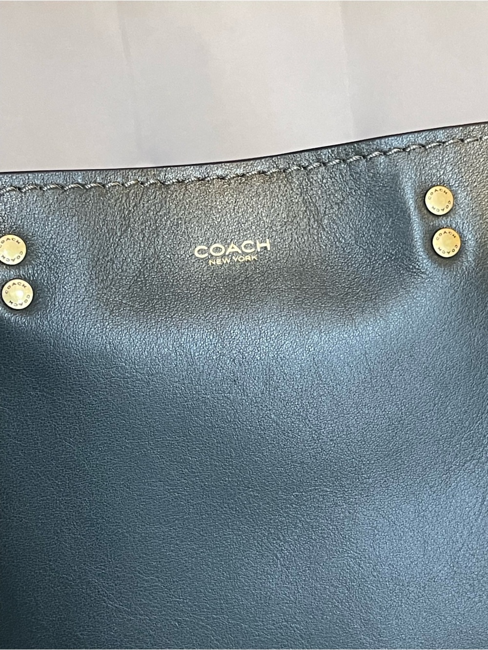 Coach Loved Leather Rogue 31 Brass/Green Rub-Off Soft Full Grain Leather NWT - Picture 6 of 16
